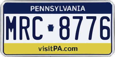 PA license plate MRC8776