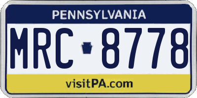 PA license plate MRC8778