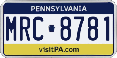 PA license plate MRC8781