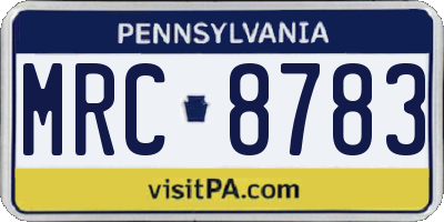 PA license plate MRC8783