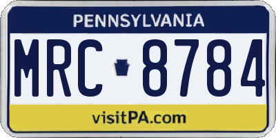 PA license plate MRC8784