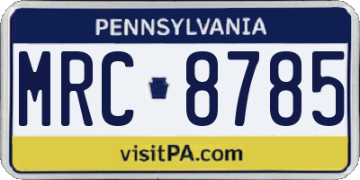 PA license plate MRC8785