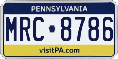 PA license plate MRC8786