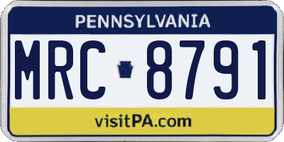 PA license plate MRC8791