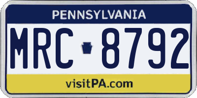 PA license plate MRC8792
