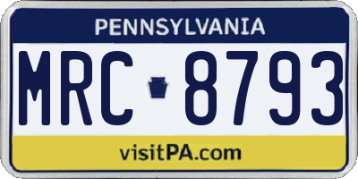 PA license plate MRC8793