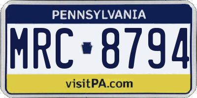 PA license plate MRC8794