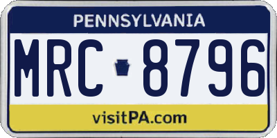 PA license plate MRC8796