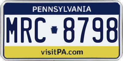 PA license plate MRC8798