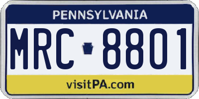 PA license plate MRC8801
