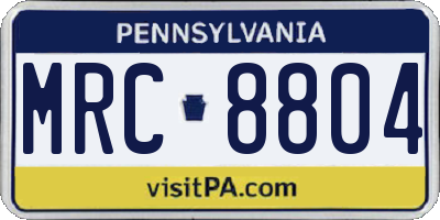PA license plate MRC8804