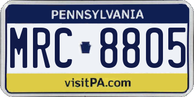PA license plate MRC8805
