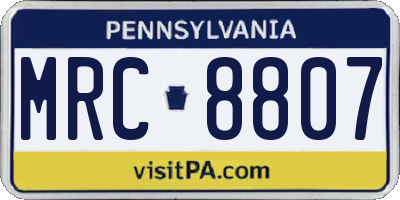PA license plate MRC8807