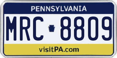 PA license plate MRC8809