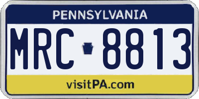 PA license plate MRC8813