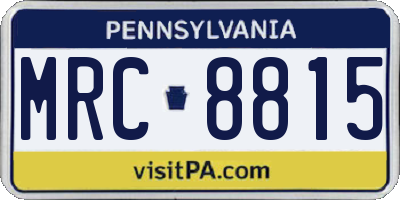 PA license plate MRC8815