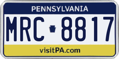 PA license plate MRC8817