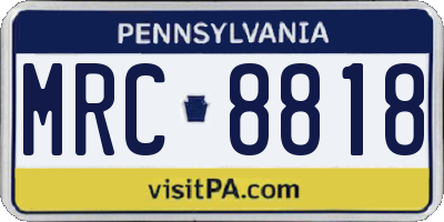 PA license plate MRC8818