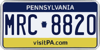 PA license plate MRC8820