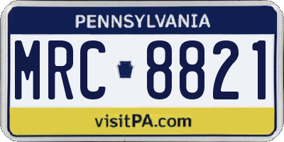 PA license plate MRC8821