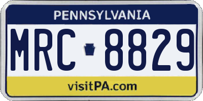PA license plate MRC8829