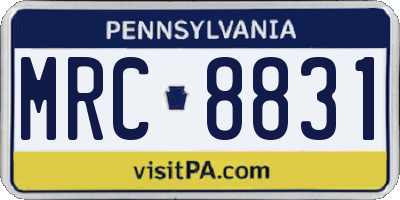 PA license plate MRC8831