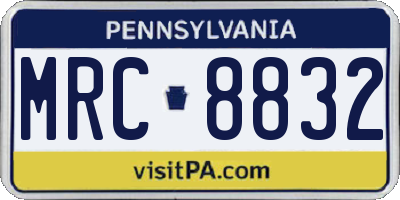 PA license plate MRC8832