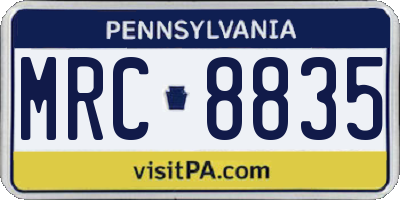 PA license plate MRC8835