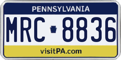 PA license plate MRC8836