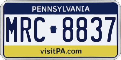 PA license plate MRC8837