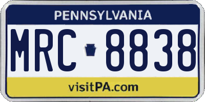 PA license plate MRC8838