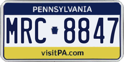 PA license plate MRC8847