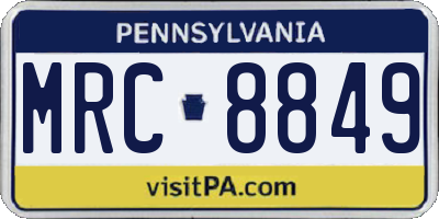 PA license plate MRC8849