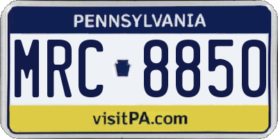 PA license plate MRC8850