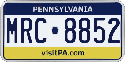 PA license plate MRC8852