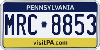 PA license plate MRC8853