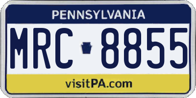 PA license plate MRC8855