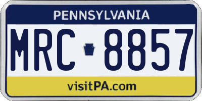 PA license plate MRC8857