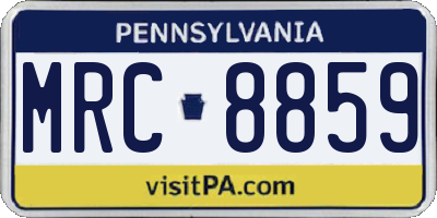 PA license plate MRC8859