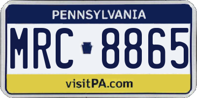 PA license plate MRC8865