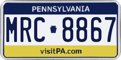 PA license plate MRC8867