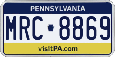 PA license plate MRC8869
