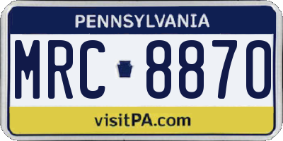 PA license plate MRC8870