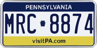 PA license plate MRC8874