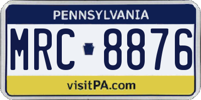 PA license plate MRC8876
