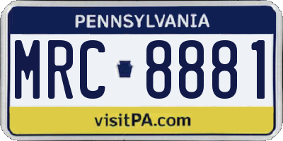 PA license plate MRC8881