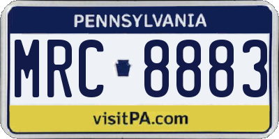 PA license plate MRC8883
