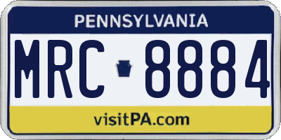 PA license plate MRC8884