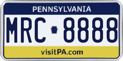 PA license plate MRC8888