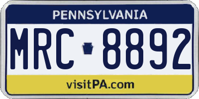 PA license plate MRC8892